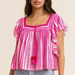 SAYLOR Pink and White Striped Blouse